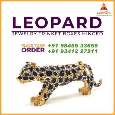 LEOPARD JEWELRY TRINKET BOXES HINGED
